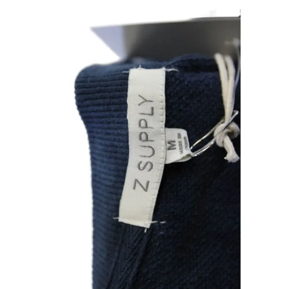 Z Supply Womens Long Sleeve Ruffled Side Slit Sweater Dress Blue Green Medium